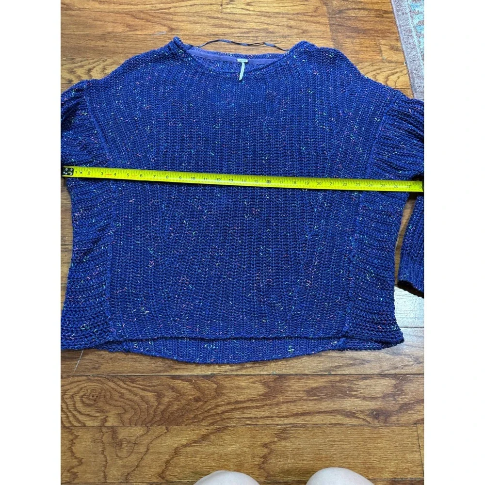 Free People Royal Blue Confetti Chunky Knit Oversized‎ Sweater Womens Large L